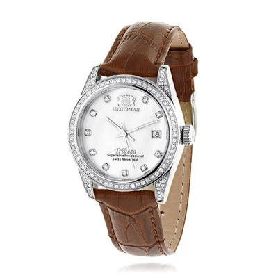 Reloj Mujer Acero Inoxidable Diamante | Luxurman Tribeca 33 mm | Esfera Blanca Foto 1 de 4