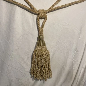 New 6 Conso 11” Tassel Drop Bullion Skirt 30” Tie Backs Tan Beige Gold - Picture 1 of 8