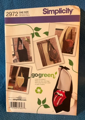 Simplicity Pattern Bags Purses One Size Uncut 2972 MAP - Image 1 of 3
