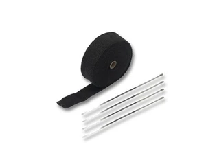 Black Insulating Exhaust Wrap Kit 15 Metres x 2" Wide + Ties Highway Hawk 65-101 - Picture 1 of 2