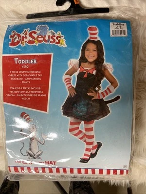 Disfraz de gato en el sombrero Dr. Seuss para niños pequeños 3T-4T NUEVO disfraz de Halloween Foto 1 de 2