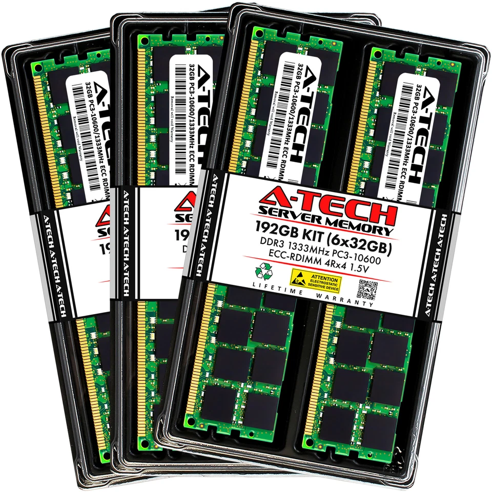 A-Tech 32GB 4Rx4 PC3-10600R DDR3 1333MHz 1.35V ECC RDIMM REG Server Memory RAM