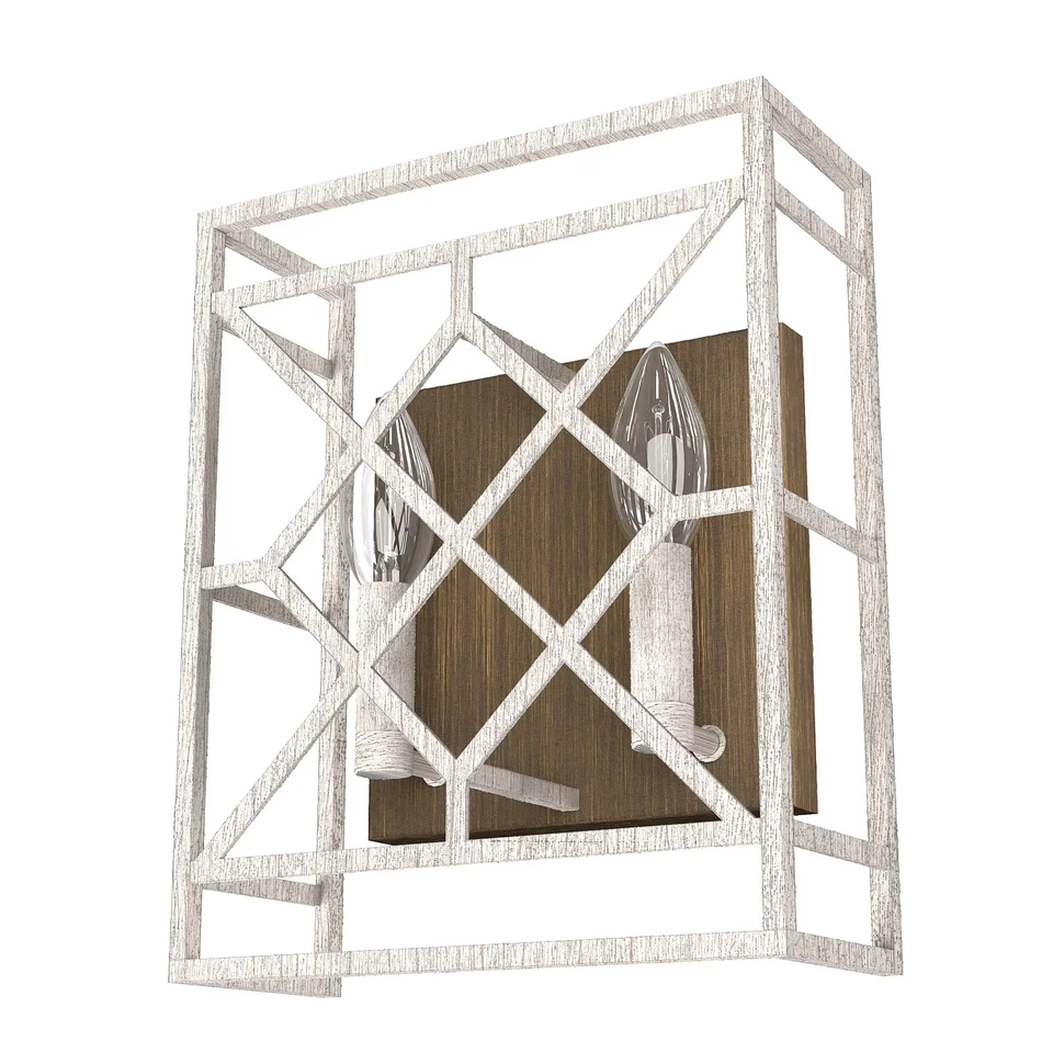 Aplique de pared Hunter Langwood de 2 luces en blanco envejecido Foto 1 de 1