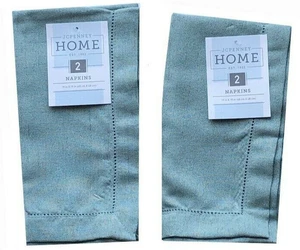 Hemstitch Fabric Napkins 19x19 Teal Holiday Thanksgiving JCP Set of 4 Holiday - Picture 1 of 10