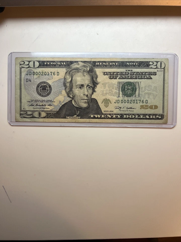 2009 20 Dollar Bill Low Serial Number 000 Circulated Very Nice - Image 1 of 4
