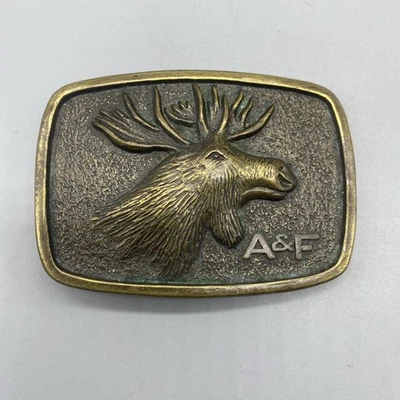 Abercrombie & Fitch Men's Moose Belt Buckle - Theodore Roosevelt Quote Inside. - Image 1 of 4