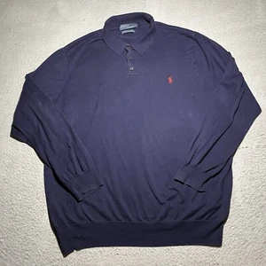 Polo Ralph Lauren Sweater Mens 2XLT Tall Pima Cotton Pullover Collared Logo - Picture 1 of 9