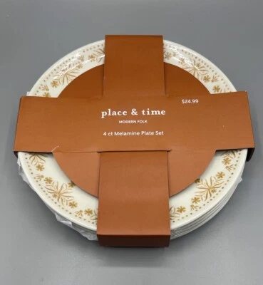 "Juego de 4 placas de melamina de otoño horquilla moderna de 8"" con cordón y tiempo" Foto 1 de 2