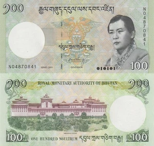 Bhutan 100 Ngultrum (2011) - Paru Rirpung Dzong/p32b, B221b UNC - Picture 1 of 3