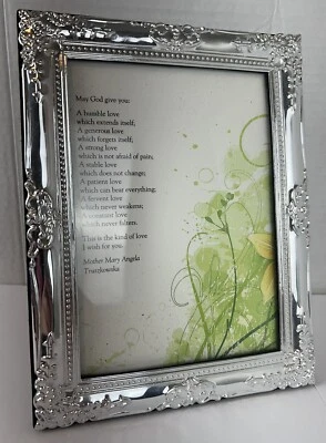 5x7 Antique Plastic Silver Rare Floral Engraved Vintage Picture Photo Frame - Image 1 of 4