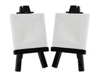 Ultra-Mini Set of 2 Easels w/ 2 Stretched Canvases 3x3" - Black Easel