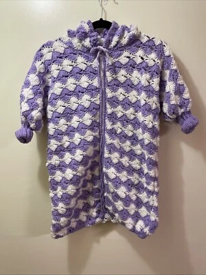 Vintage Crochet Baby Bunting Handmade Purple Zippered Sack — 第 1/4 张图片
