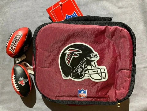 Atlanta Falcons NFL Soft Sided Lunch Box with 2 Falcons Hacky Sacks Kick Balls Cover