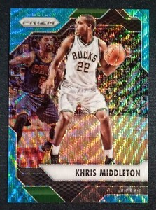 2016-17 Panini Prizm #12 Khris Middleton Teal Wave #01/25 Milwaukee Bucks