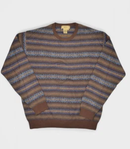 Tricots St Raphael Sweater Mens L Silk Cashmere Blend Striped Fair Isle Crewneck - Picture 1 of 6