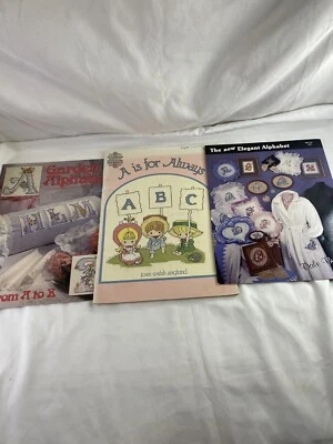 Lot Of 3 Alphabet Cross Stitch Instruction Pattern Books - Image 1 of 4