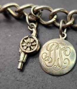 VTG Estate Silver Tone Charm Bracelet Monogram, Diary, Canon, R, V, H - Picture 1 of 2