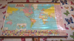 Vintage Weltkarte Portugiesische Schule Korographischer Brief von 1973 von J.R.Silva - Bild 1 von 8