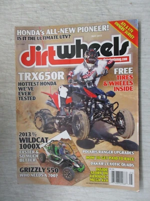 DIRT WHEELS MAGAZINE MAY 2013 HONDA TRX650R WILDCAT 1000X GRIZZLY 550 ATV UTV'S - Image 1 of 2