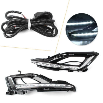 2x DRL Fog Lamp LED Daytime Running Light Bezel For Hyundai Sonata LF 2015 2016 - Image 1 of 4