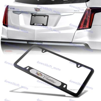 1PCS For CADILLAC Black White Metal Stainless Steel License Plate Frame NEW - Image 1 of 4
