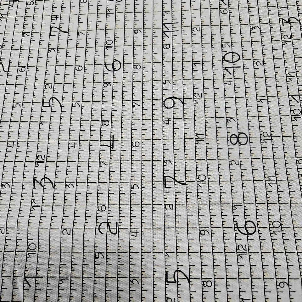 31" She Who Sews J Wecker Frisch Quilting Treasures Ecru Tape Measure Print - Image 1 of 4