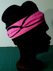 Gorra de baño retro ATLANTICE vintage negra y rosa fucsia turbante 21,5 - Imagen 1 de 5