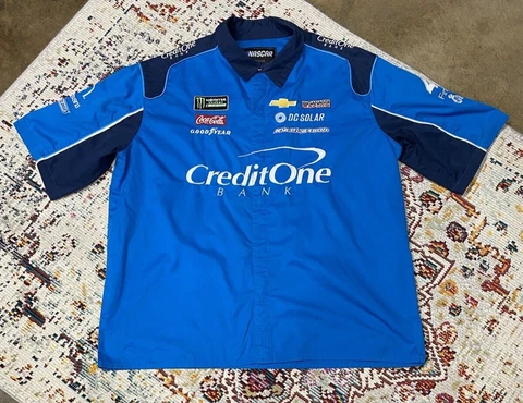 NASCAR JH DESIGN CREDIT ONE BANK RACING TEAM PIT CREW BUTTON SHIRT SIZE 3XL A18 Cover