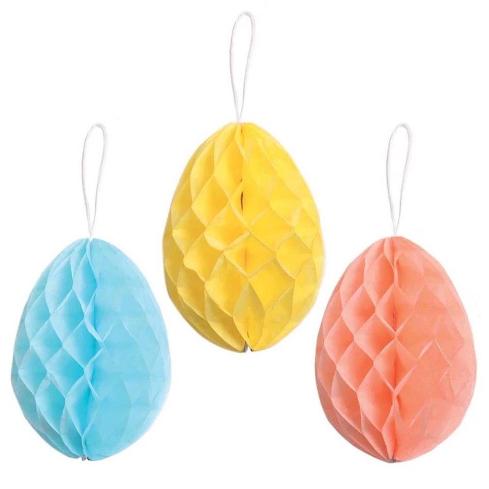 Easter Hanging Banners Bunting Room Decorations - 3 Honeycomb Eggs - Image 1 of 1