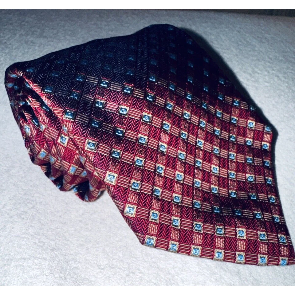 Corbata Ungaro Paris Rojo/Beige/Azul 100% Seda Hecha en Italia 57" x 3.75" Foto 1 de 4