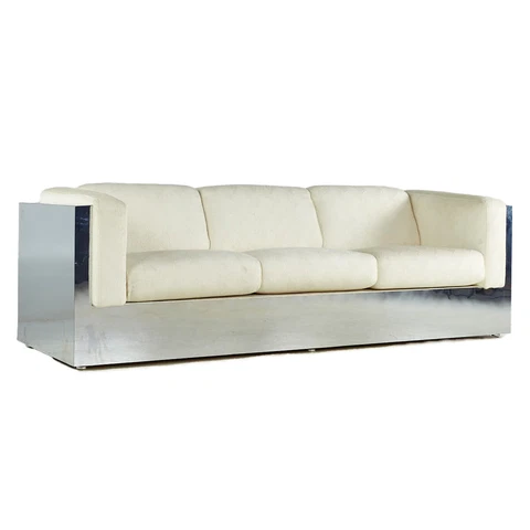 Milo Baughman Style Mid Century Chrome Case Sofa Cover