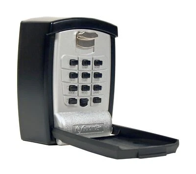 Punch Button Combination Padlock Key Storage Wall Mount Lock Box Black Finish - Image 1 of 4