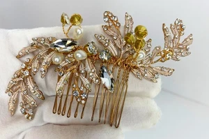 Gold Silver Pearls Bridal Hair Comb | Wedding - Picture 1 of 12