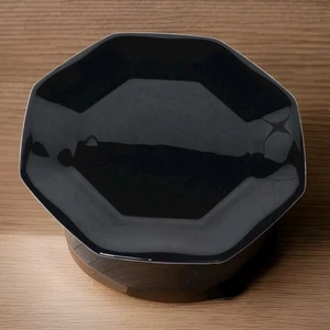 Vintage Arcopal Novoctime Black Glass Octagonal Salad Plate 7.5" France Set of 6 - Picture 1 of 16