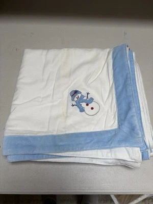 Mantel Navidad Muñeco de Nieve Blanco Azul Terciopelo Vacaciones Invierno Foto 1 de 4