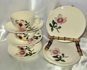 Crooksville China tazas de té/platillos y platos de ensalada o postre de 6" (3 juegos) Ohio - Imagen 1 de 6