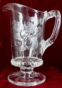 Cherry & Fig Pitcher Dalzell Brothers & Gilmore 9D Clear Glass EAPG 1885 Antique - Picture 1 of 11
