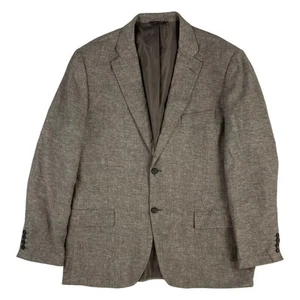 Tasso Elba Blazer Mens Size Large 42-44 NEW Brown Herringbone Linen Cotton - Picture 1 of 5