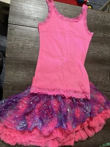 Justice sz 8 pink tank Purple tulle skirt Shorts Skort Birthday Vacation - Picture 1 of 10