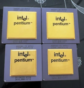 4x Processeurs Intel Pentium céramique plaqué or A80501-60 A80502-75 très collectionnables - Photo 1/6