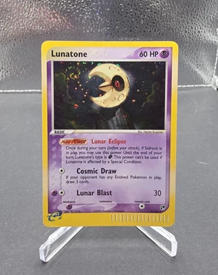 2003 Pokemon EX Sandstorm Lunatone Holo Rare Card 8/100 NM Swirl - Image 1 of 2