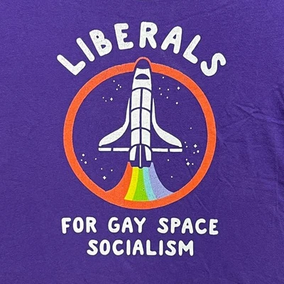 Camiseta Gráfica Orgullo Mujer Talla XL LIBERALES PARA EL SOCIALISMO ESPACIAL GAY ROYGBIV Foto 1 de 4