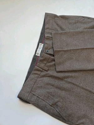 🇺🇲 Pantalones de vestir Jos A Bank 1905 para hombre 38x30 marrón Glen algodón a cuadros frente plano Foto 1 de 4