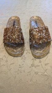 Weeboo Oro Brillante Bling Mujer Jalea Toboganes Talla 7.5 - Imagen 1 de 5