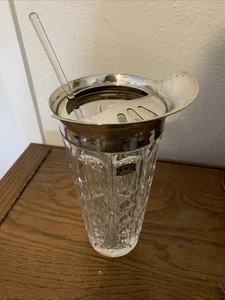 Vintage VAL ST. LAMBERT Crystal Cocktail Pitcher Pourer Silver Plate RARE - Picture 1 of 8