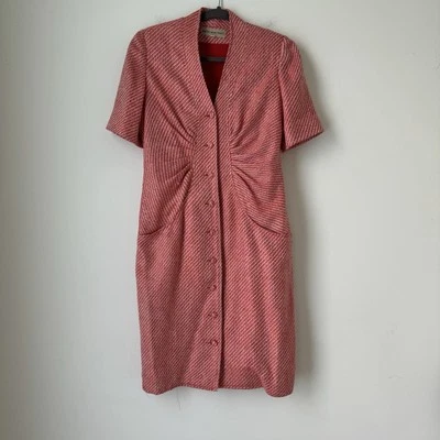 Vestido Hanae Mori Paris Vintage Talla 38 FR Manga Corta Largo Medio Tweed Foto 1 de 4