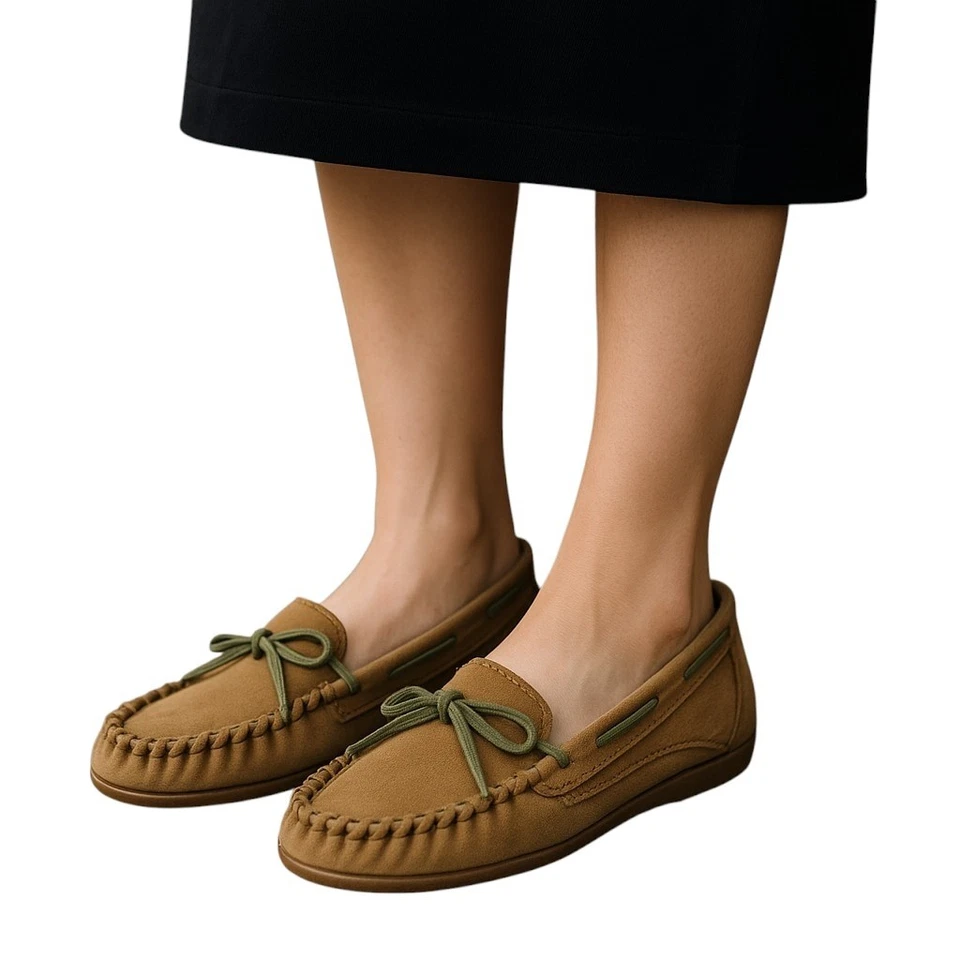 Mocasín MIA Macey para mujer 9M marrón gamuza mocasines sin cordones arco cómodo exterior Foto 1 de 4