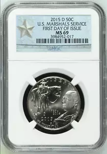 2015-D US Marshals Service Half Dollar NGC MS 69 First Day of Issue - Picture 1 of 2