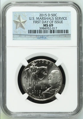 2015-D US Marshals Service Half Dollar NGC MS 69 First Day of Issue - Image 1 of 2