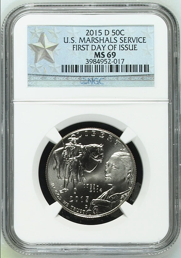 2015-D US Marshals Service Half Dollar NGC MS 69 First Day of Issue - Image 1 of 2